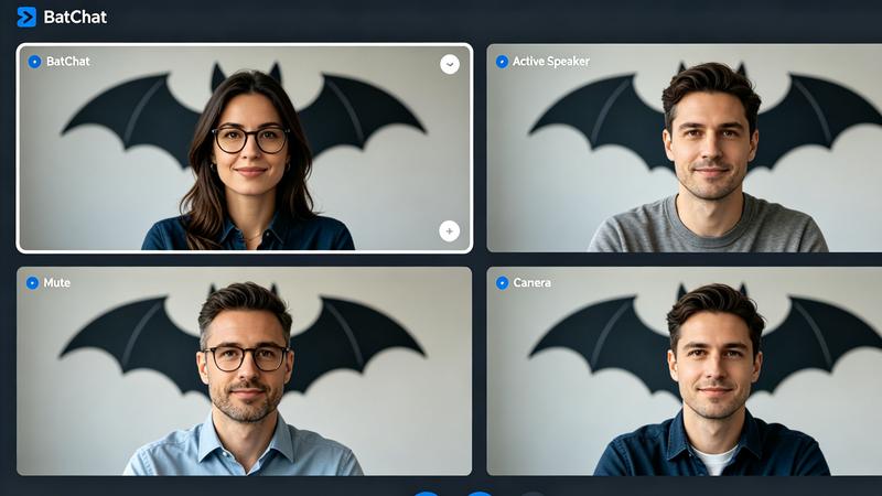 BatChat group video call with 4 participants on screen
